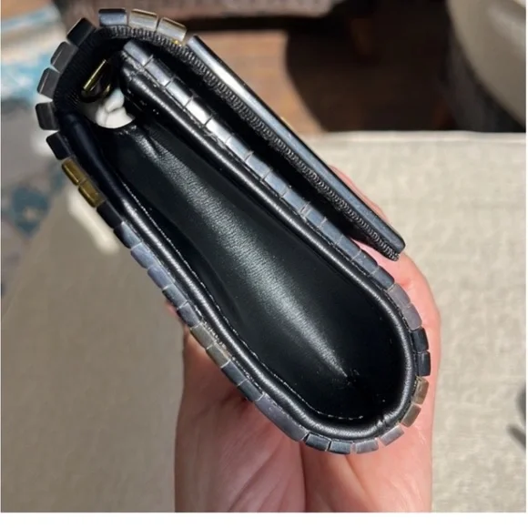 KURT GEIGER NWT BLACK MOTHER OF PEARL  glitter Party clutch on chain black - Picture 13 of 15